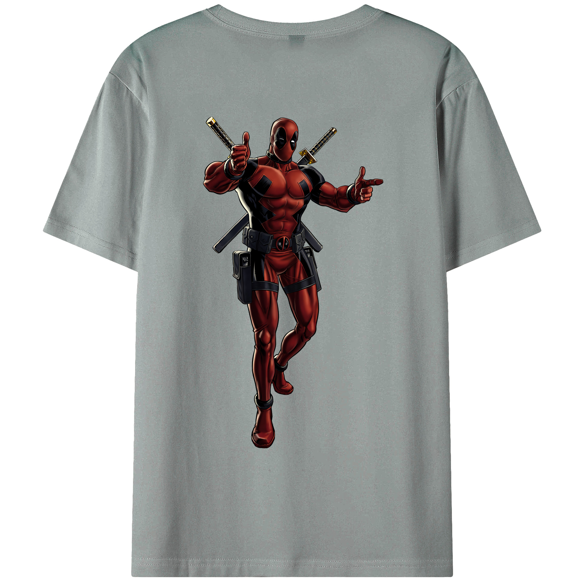 （画像用） Deadpool デッドプール 綿100％ メンズ半袖Tシャツ（バックプリント） 通気性